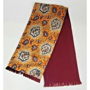 Reversible Men's Scarf Floral Paisley Orange Brown Duggie Majestic Double Sided